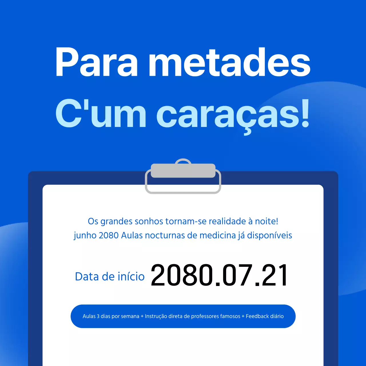 Um simples anúncio de férias escolares em azul e branco
