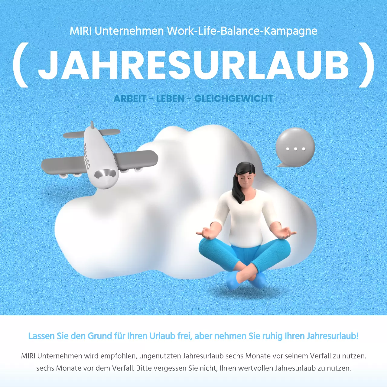 Einfache hellblau-weiße Jahresurlaubsmitteilung