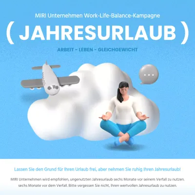 Einfache hellblau-weiße Jahresurlaubsmitteilung