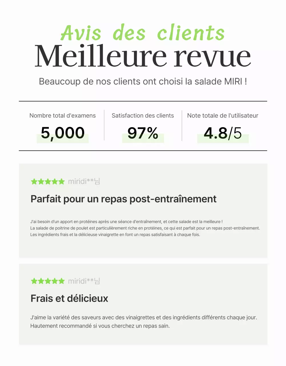 Promouvoir un événement simple de révision de salade en blanc et haricots de lotus