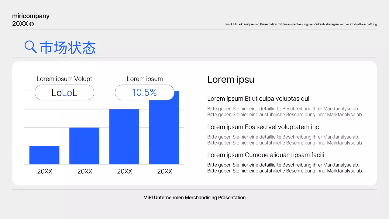 Ein einfacher Produktplanungsbericht in Blau und Grau