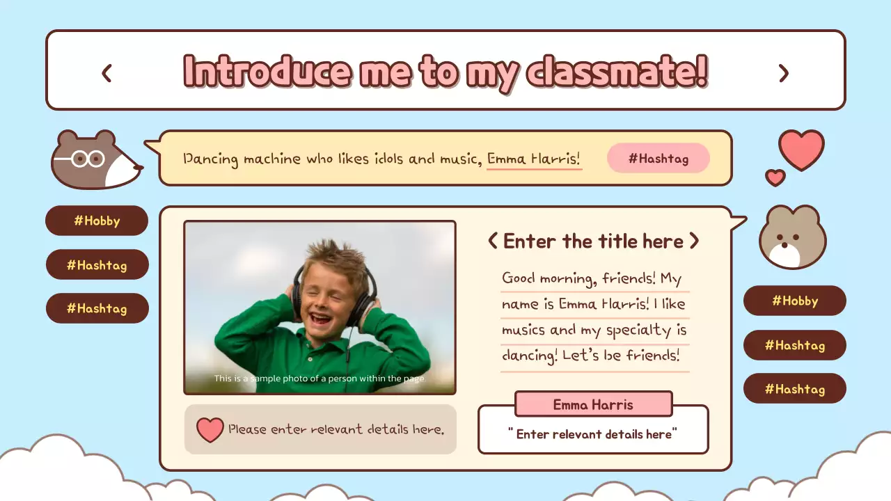 Blue Cute School Welcome Presentation