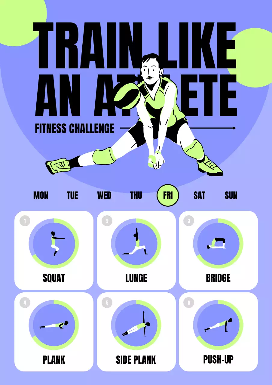 블루 모던 피트니스 일정 포스터