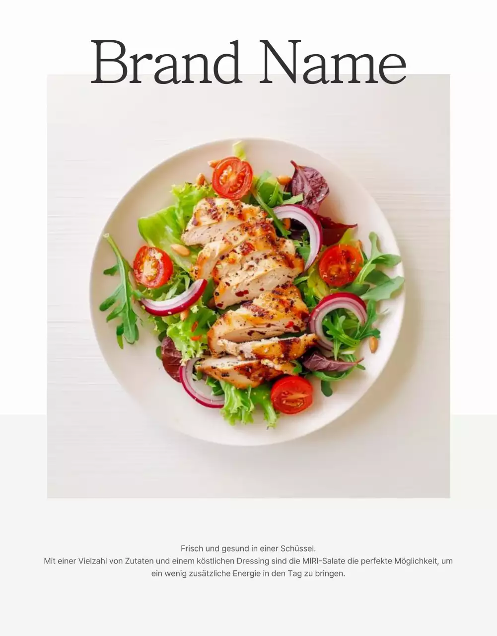 Bewerben Sie ein einfaches Salat-Foto-Layout in Weiß und Chartreuse