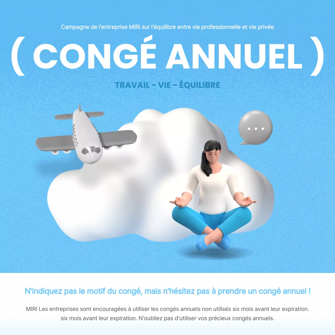Avis de promotion de congé annuel simple, bleu clair et blanc
