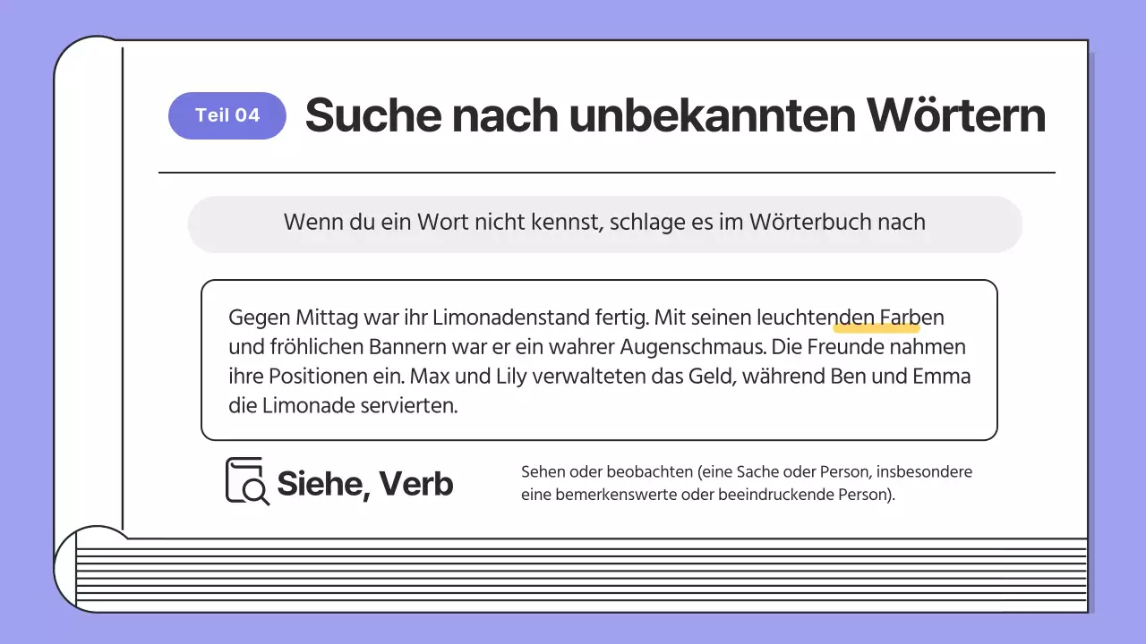 Einfache Lesetrainings in Lila und Schwarz