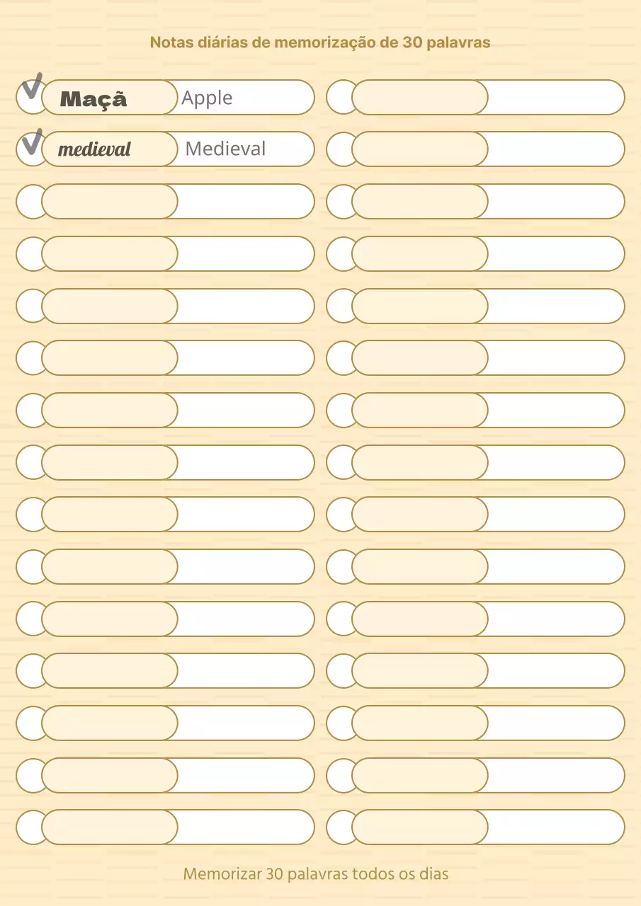 Bloco de notas simples amarelo e branco para teste de inglês