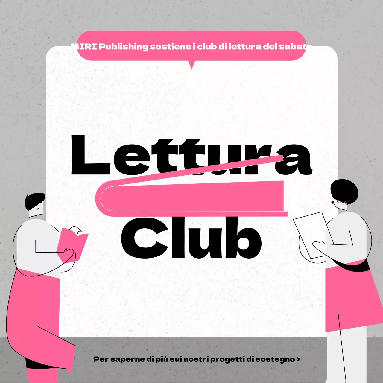 Pubblicità moderna del club del libro in rosa e grigio