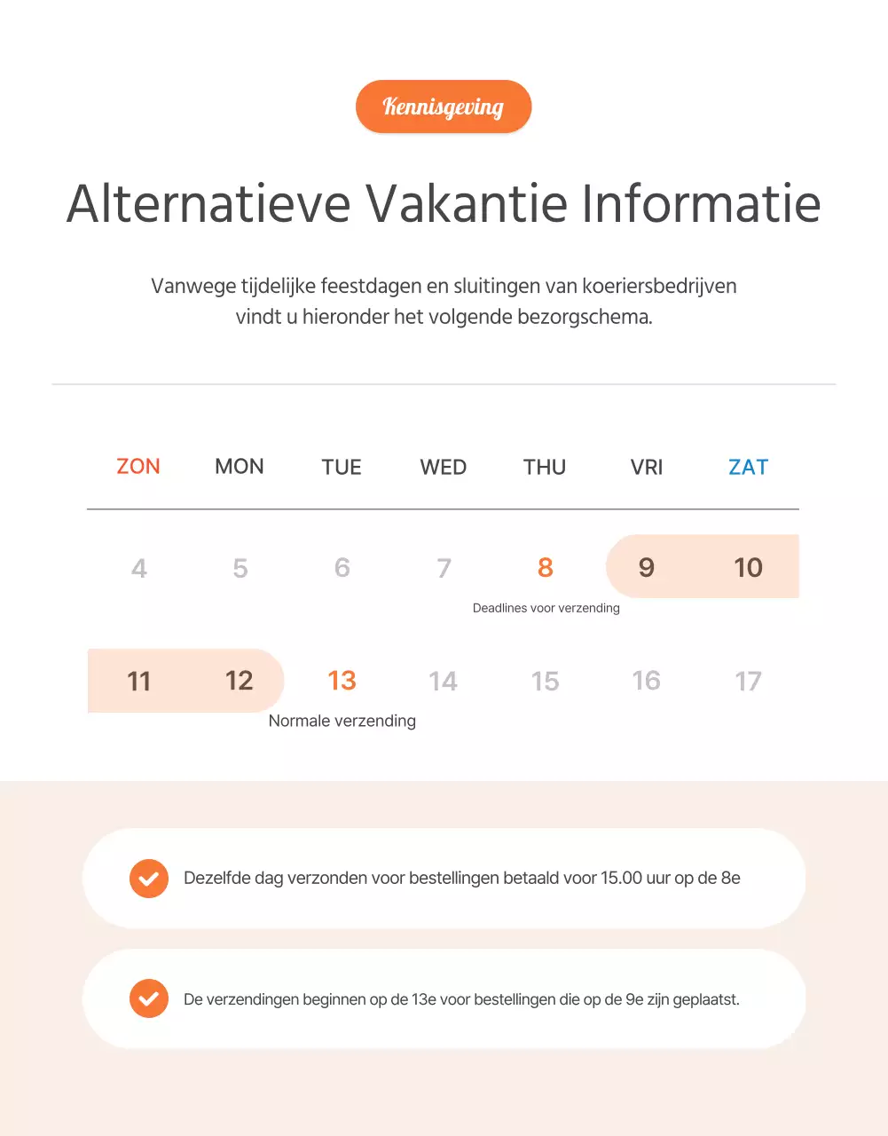 Promoot oranje en ivoorkleurige basismaaltijdpakketten en waar je op moet letten