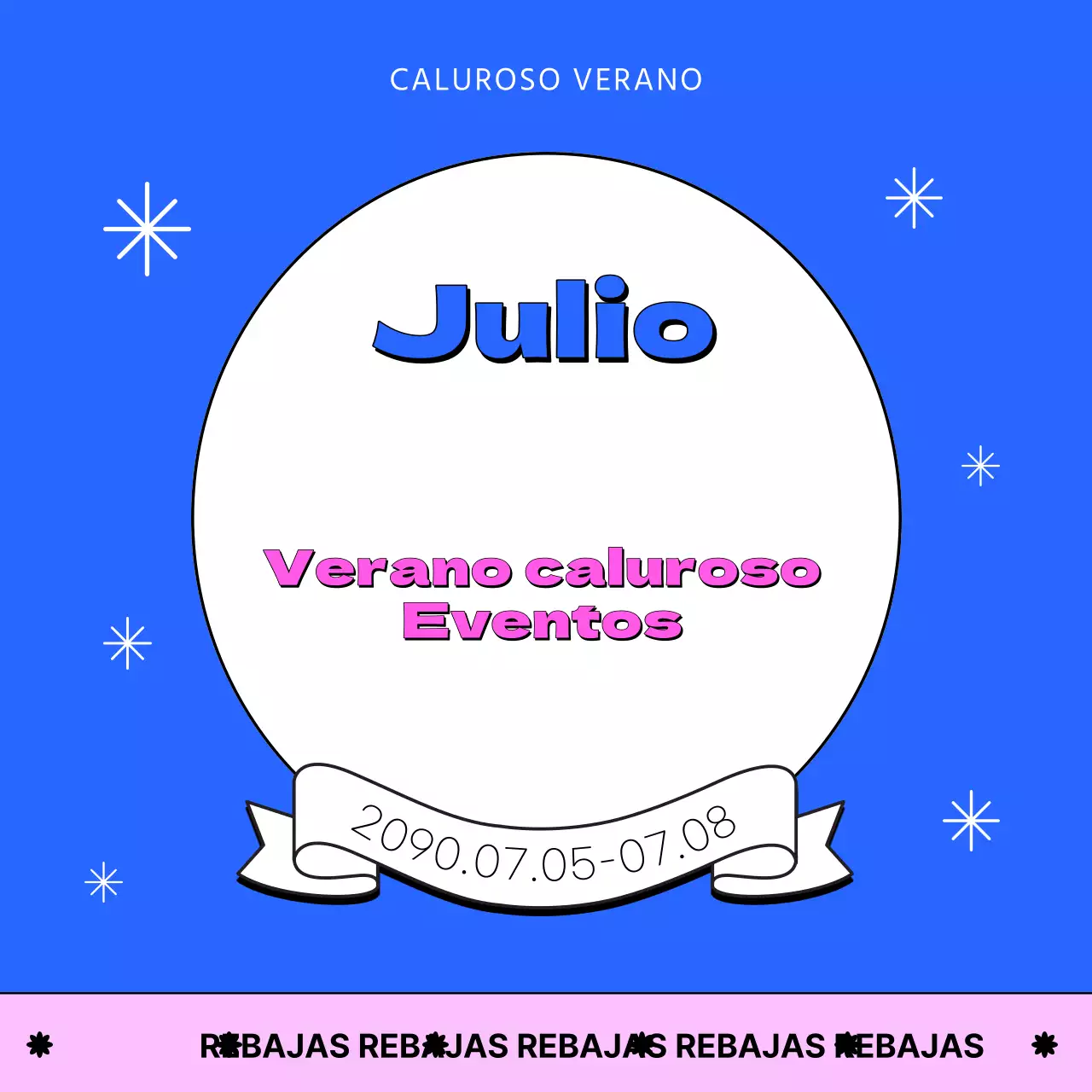 Una colección de miniaturas de eventos veraniegos con énfasis en el azul claro y el rosa fuerte