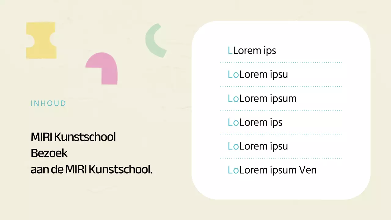 Een kunstschool prospectus in geometrische stijl in ivoor en mint