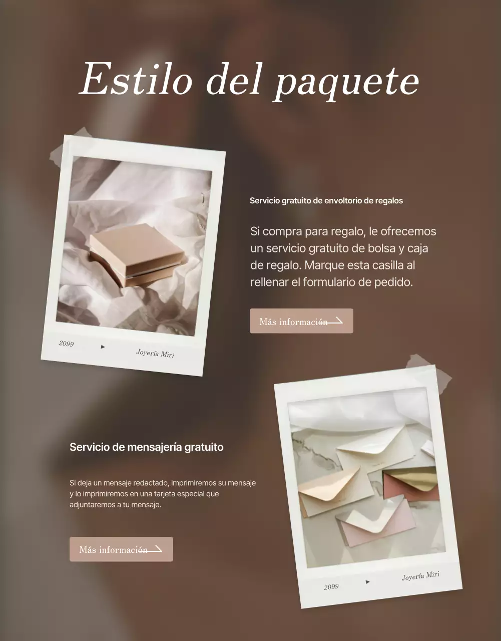 Promocione su página de control de joyas en marrones y beiges