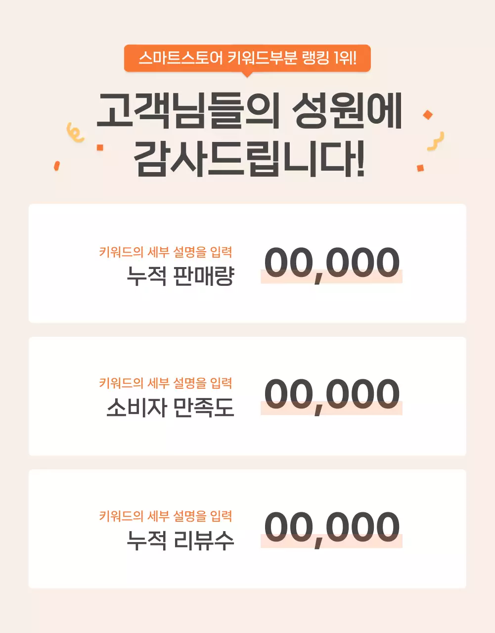 주황과 아이보리의 기본적인 밀키트 식품 인트로 페이지 홍보