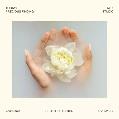 Beige Minimal Flower Exhibition Social Media Post
