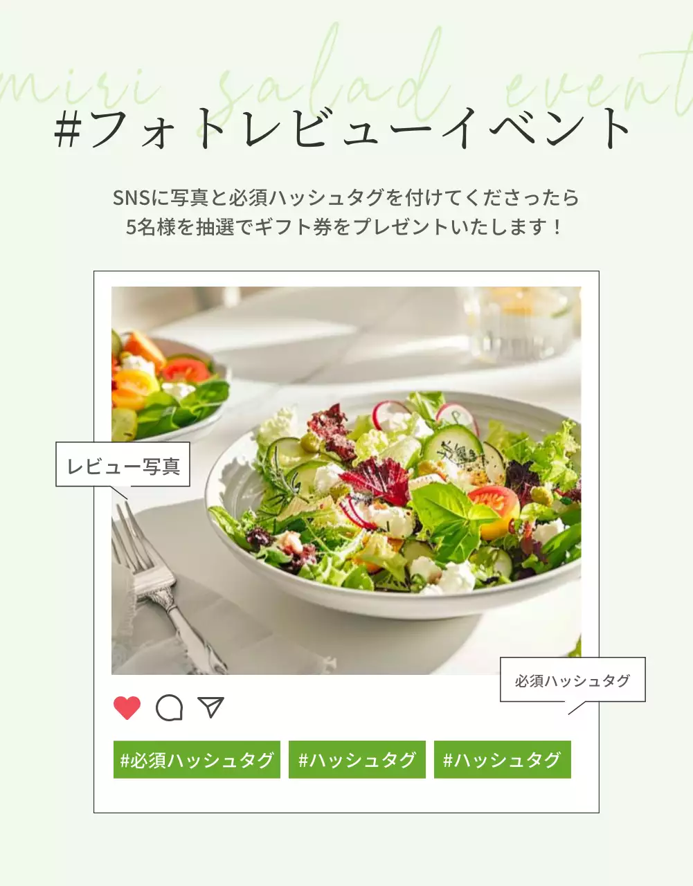 緑 シンプル サラダ メニュー 詳細ページ