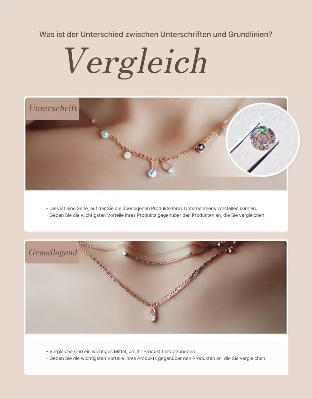 Bewerben Sie Ihre Schmuck-Checkpoint-Seite in Braun- und Beigetönen