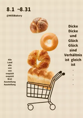 Gelbes und braunes einfaches Brot Ausstellung PR