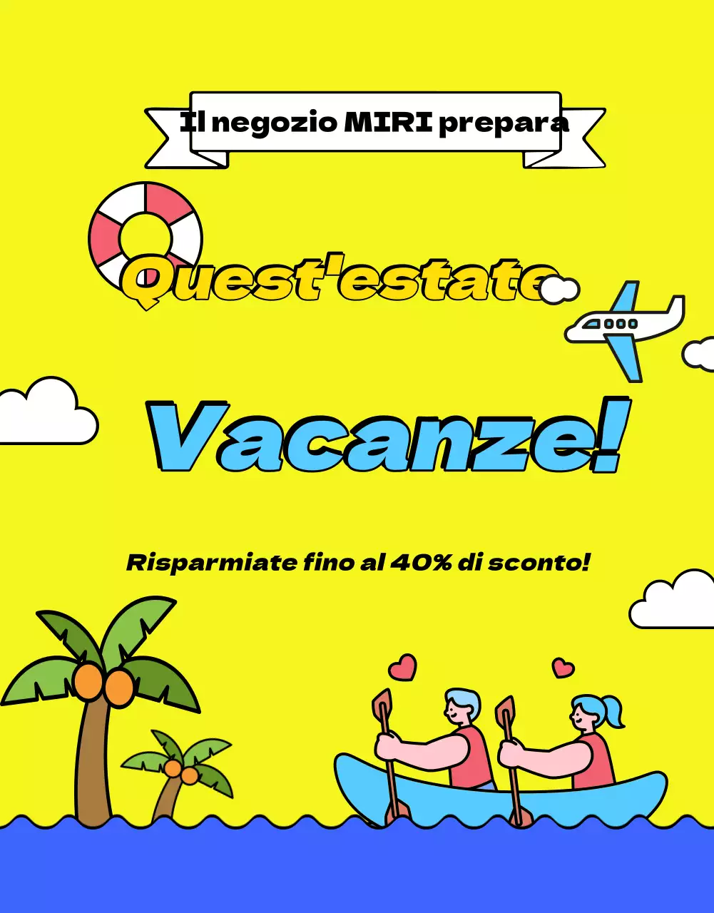 Promuovere la vendita del merchandising estivo giallo e blu