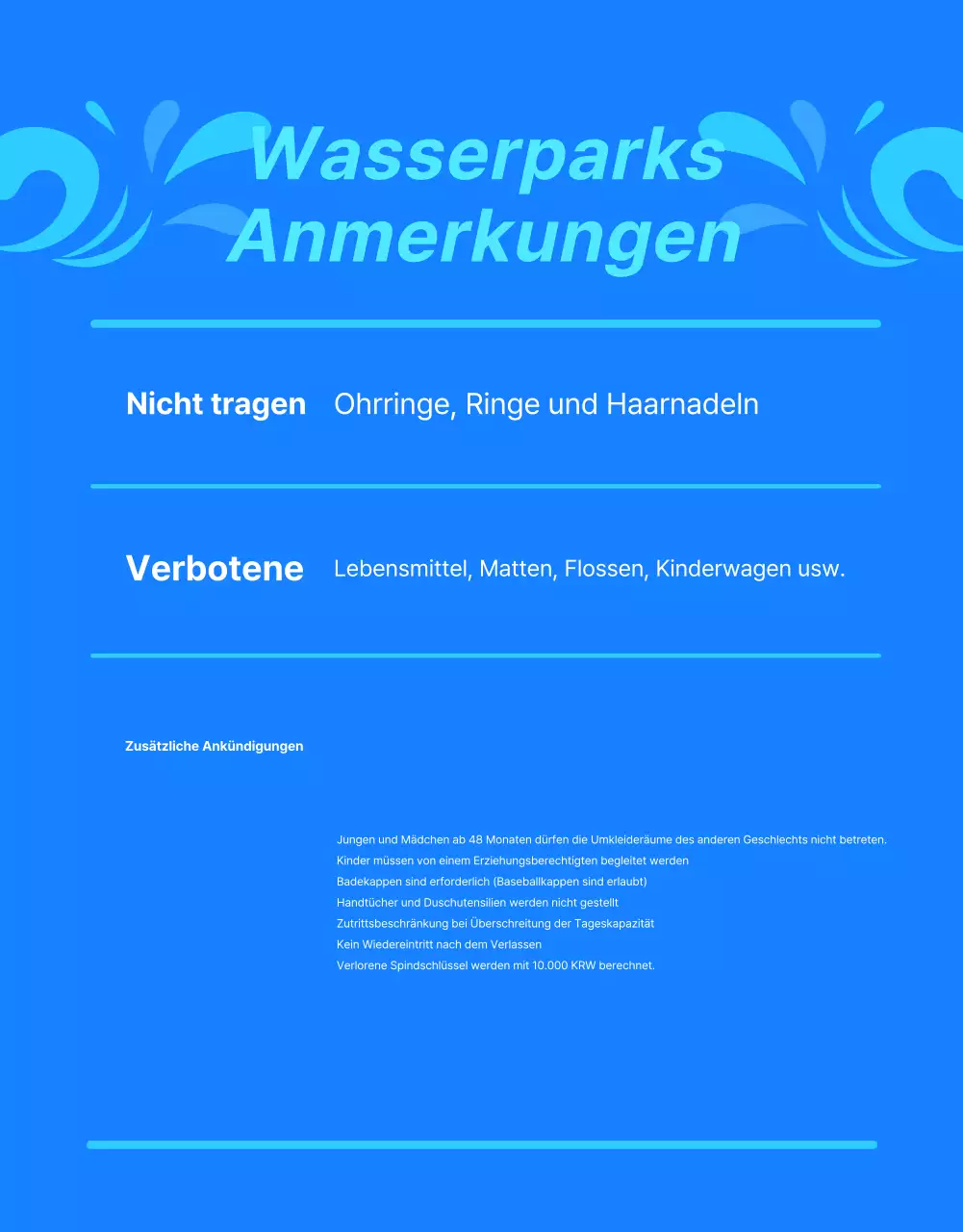 Werbung für einen trendigen Hotel-Wasserpark in Blau