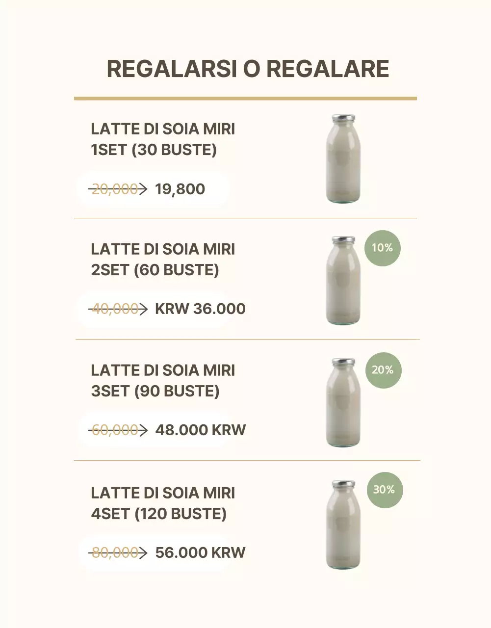 Promozione del latte di soia in stile moderno nei colori beige e kaki