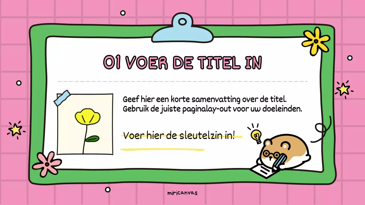 Een schattige roze en groene educatieve promotie