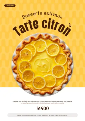 Promouvoir une nouvelle carte de desserts d'été avec une belle couleur jaune