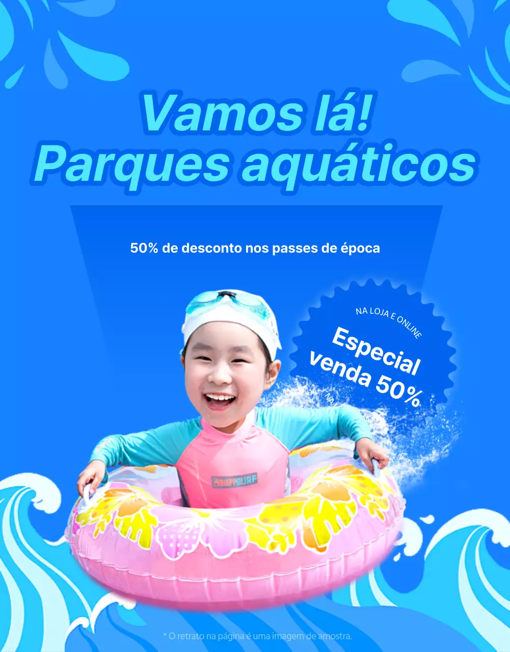 Promover o parque aquático de um hotel da moda em azul