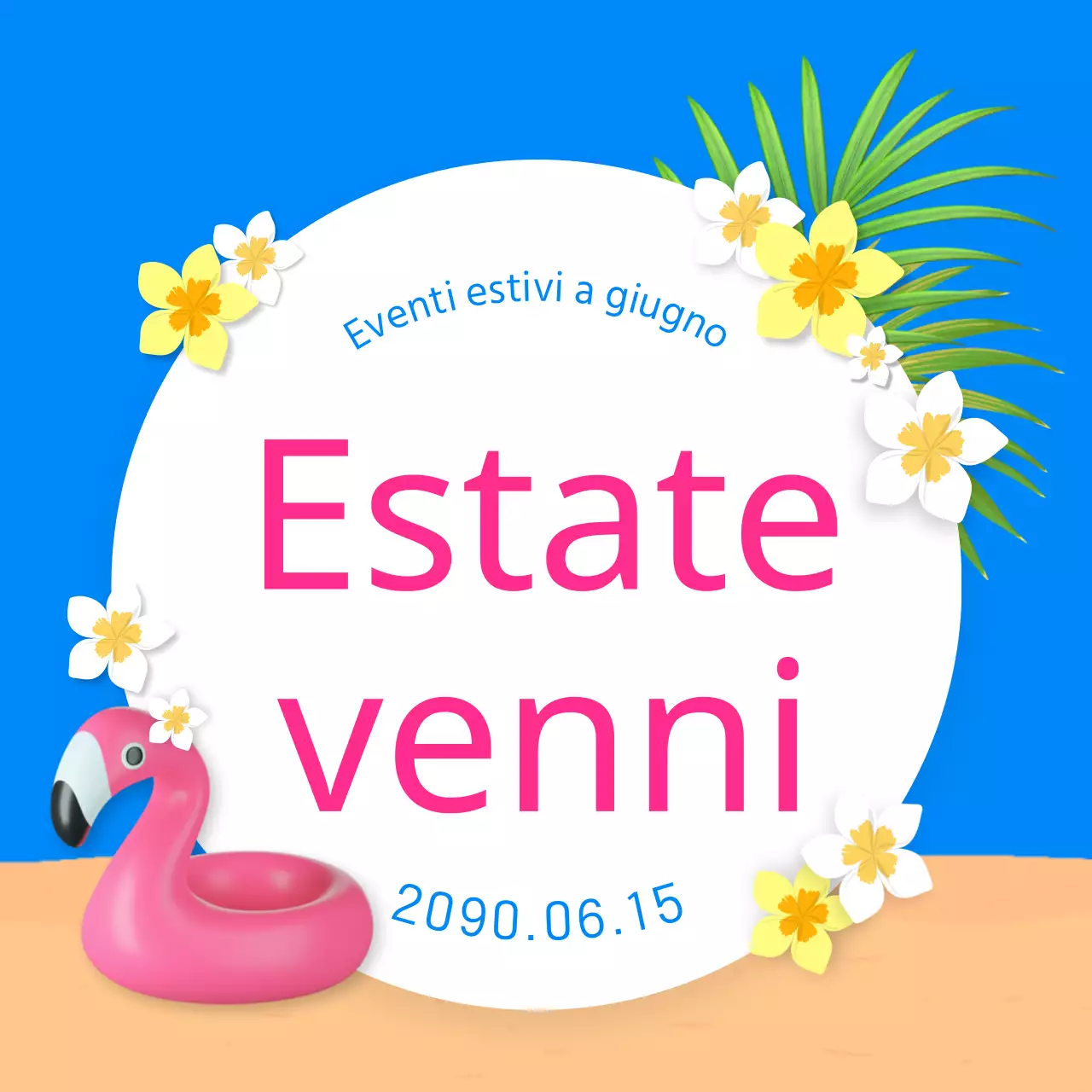 Una collezione di miniature di eventi estivi con accenti blu e rosa