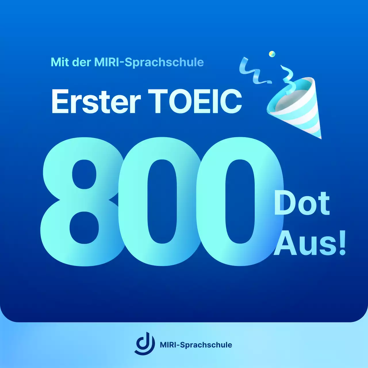 Blauer und mintfarbener Akzentstil zur Förderung der TOEIC-Sommer-Sondervorlesungen