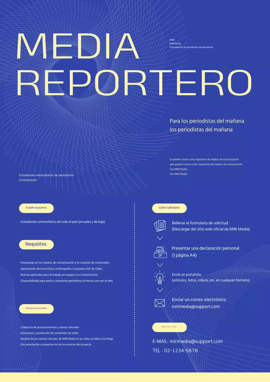 Una sencilla campaña azul y amarilla para captar estudiantes de periodismo