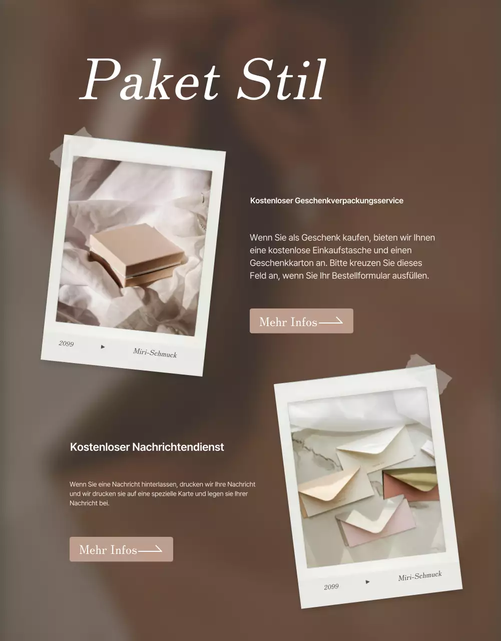 Bewerben Sie Ihre Schmuck-Checkpoint-Seite in Braun- und Beigetönen