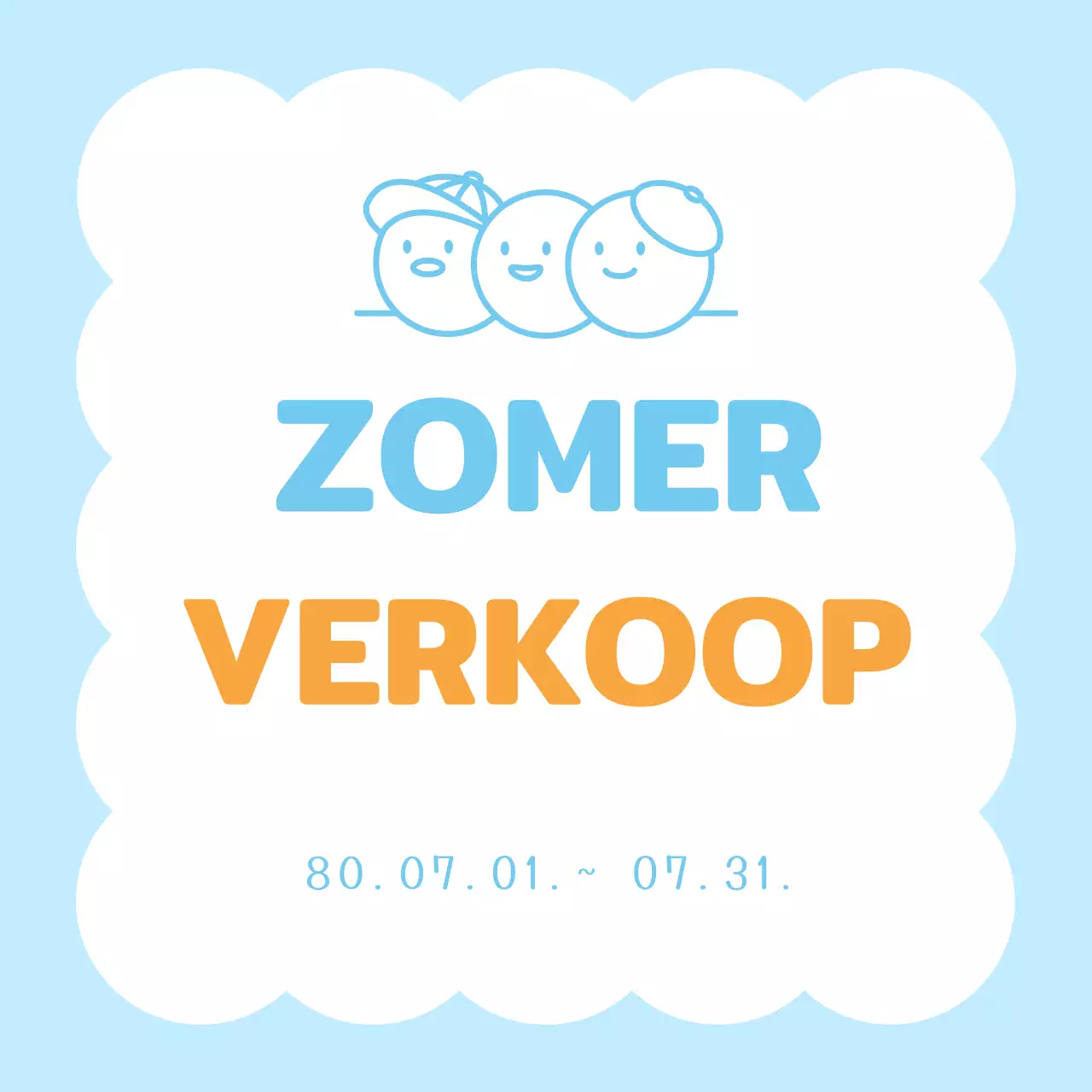 Eenvoudige lichtblauwe en witte verkoopreclame