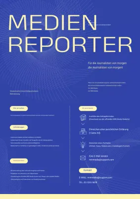 Ein einfaches blau-gelbes Werbemittel für Studentenjournalismus