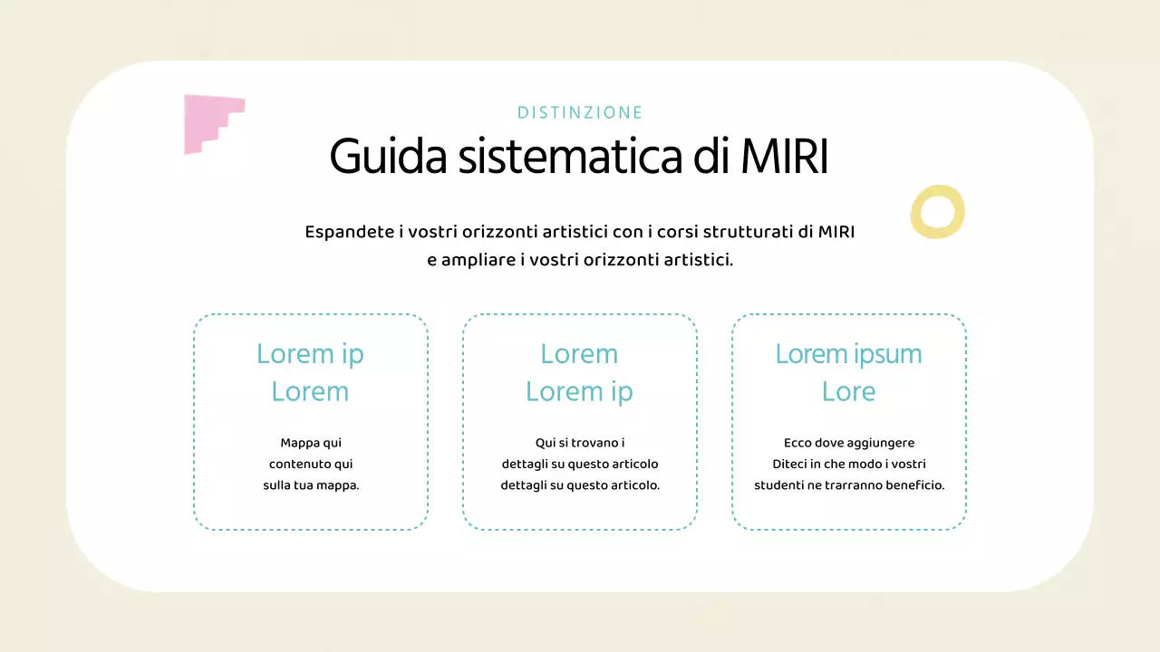 Prospetto di scuola d'arte in stile geometrico in avorio e menta