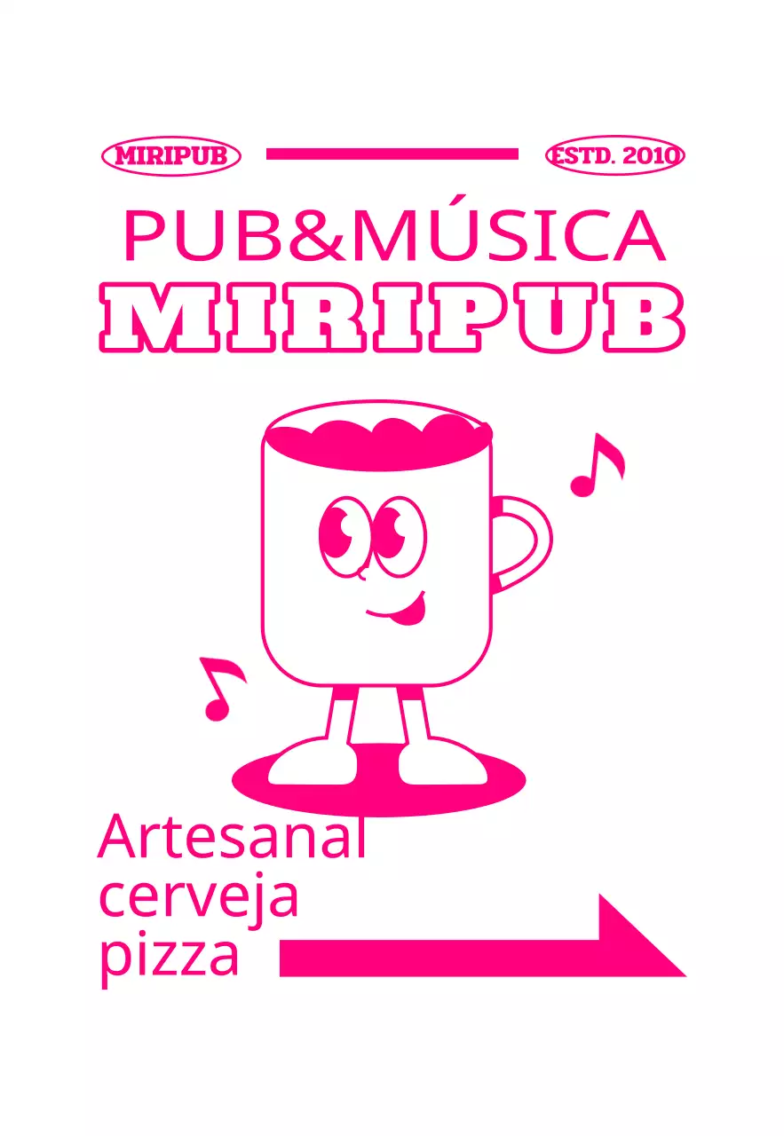 Sinalética retro com personagens de canecas de cerveja