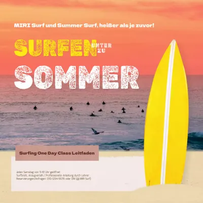 Förderung von eintägigen Kursen für natürliches Surfen in Gelb und Orange