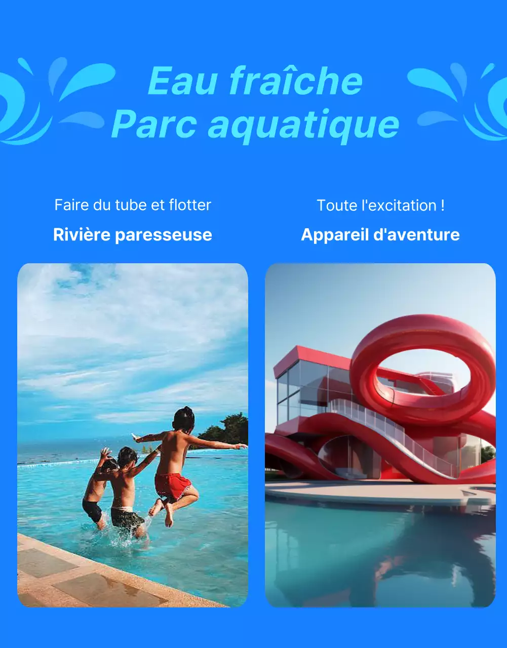 Promouvoir le parc aquatique d'un hôtel branché en bleu