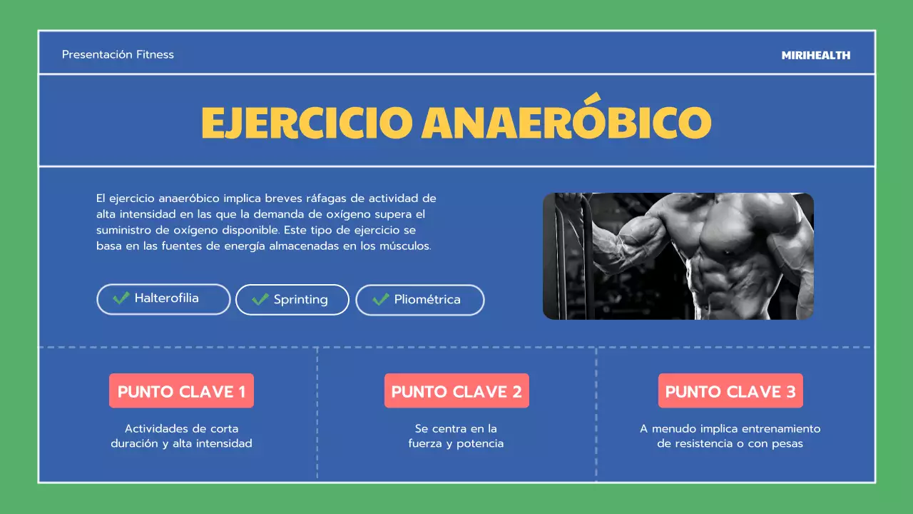 Recursos educativos sobre los beneficios del ejercicio azul y verde