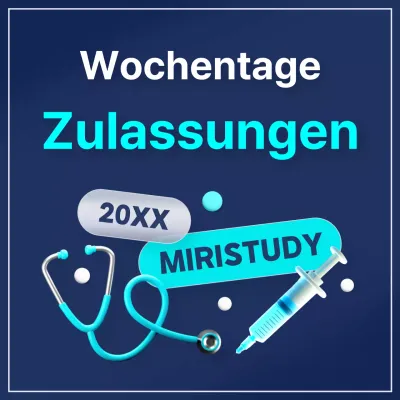 Werbung für die Aufnahme von Medizinstudenten mit den Trendfarben Marineblau und Hellblau