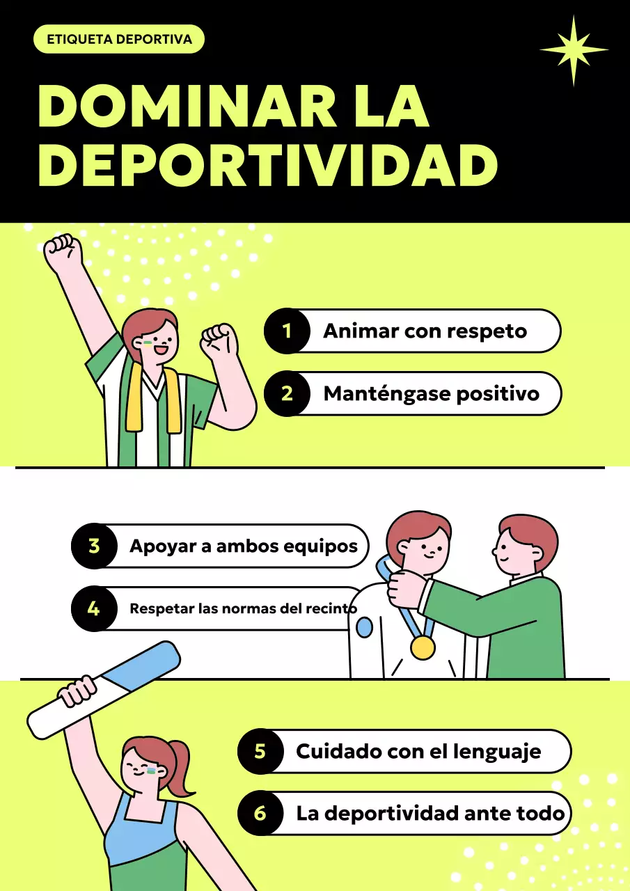 Sencillos consejos de etiqueta deportiva en negro y chartreuse