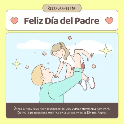 Un sencillo anuncio del Día del Padre en azul claro y amarillo