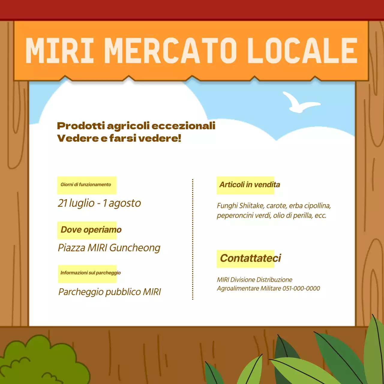 Promuovete il vostro mercato agricolo arancione e marrone