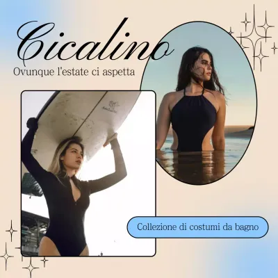 Promuovere una moderna collezione di costumi da bagno in beige e azzurro