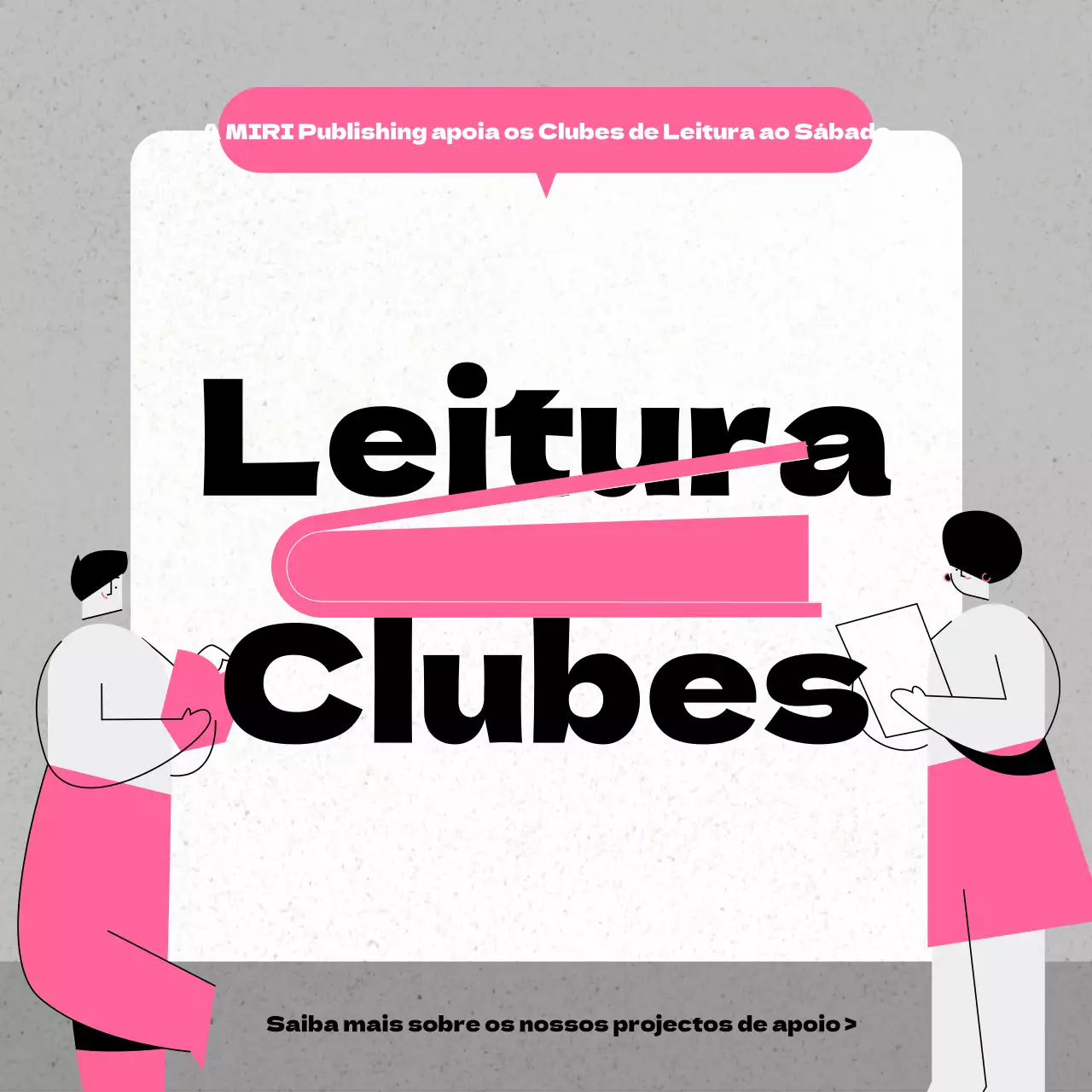 Anúncio moderno do clube do livro em rosa e cinzento