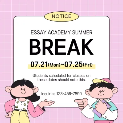 Pink Comic Summer Notice Social Media Post