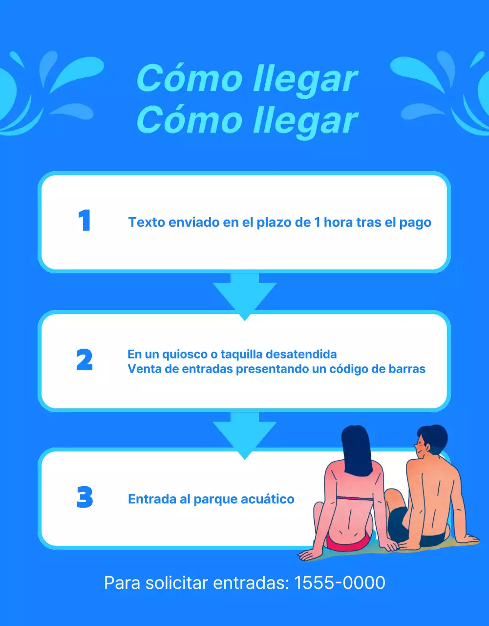 Promocionar un parque acuático hotelero de moda en azul