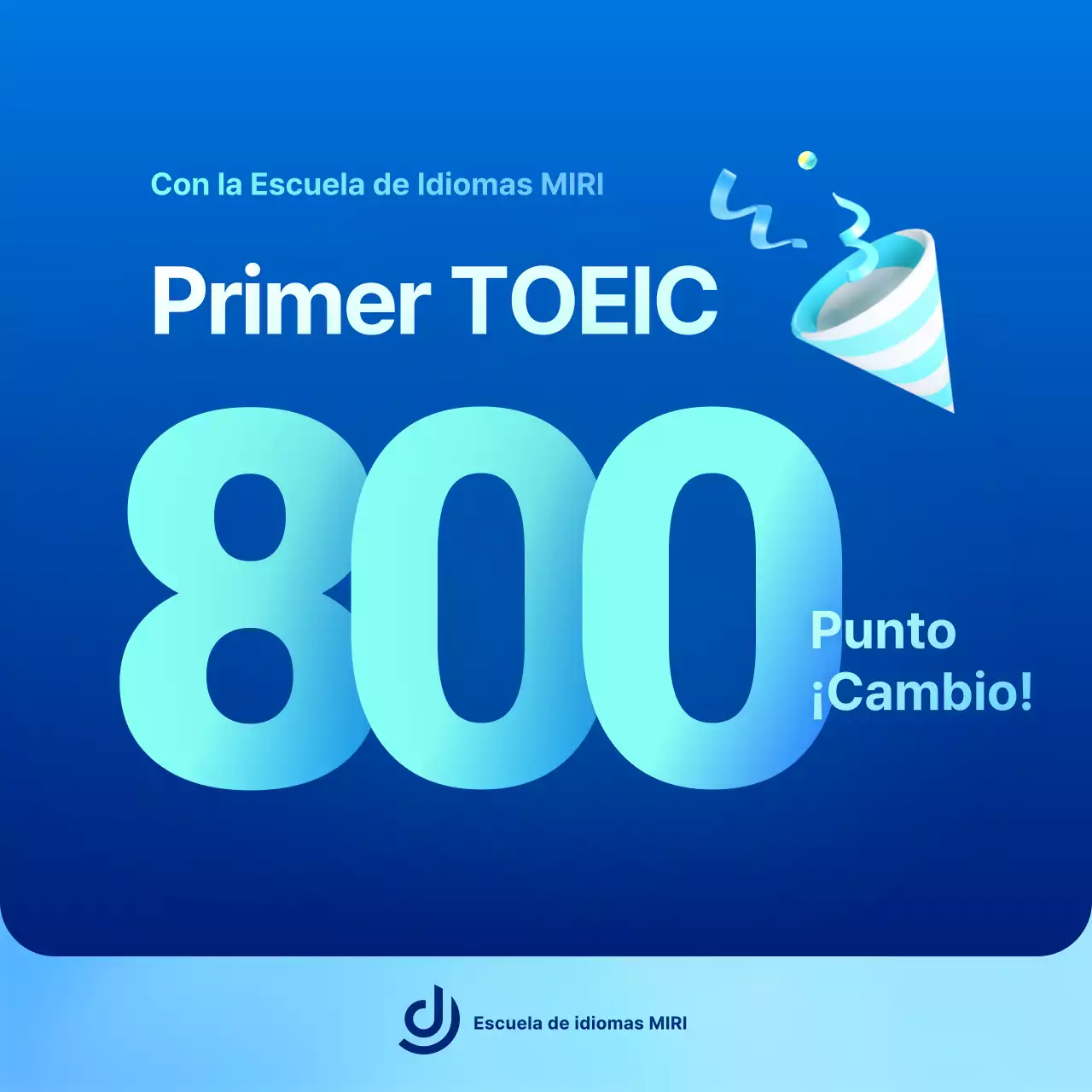 Estilo de acento azul y menta para promocionar las conferencias especiales de verano del TOEIC
