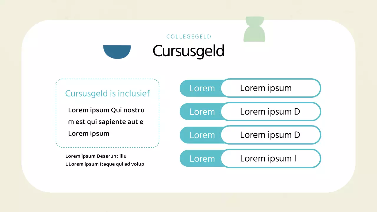 Een kunstschool prospectus in geometrische stijl in ivoor en mint