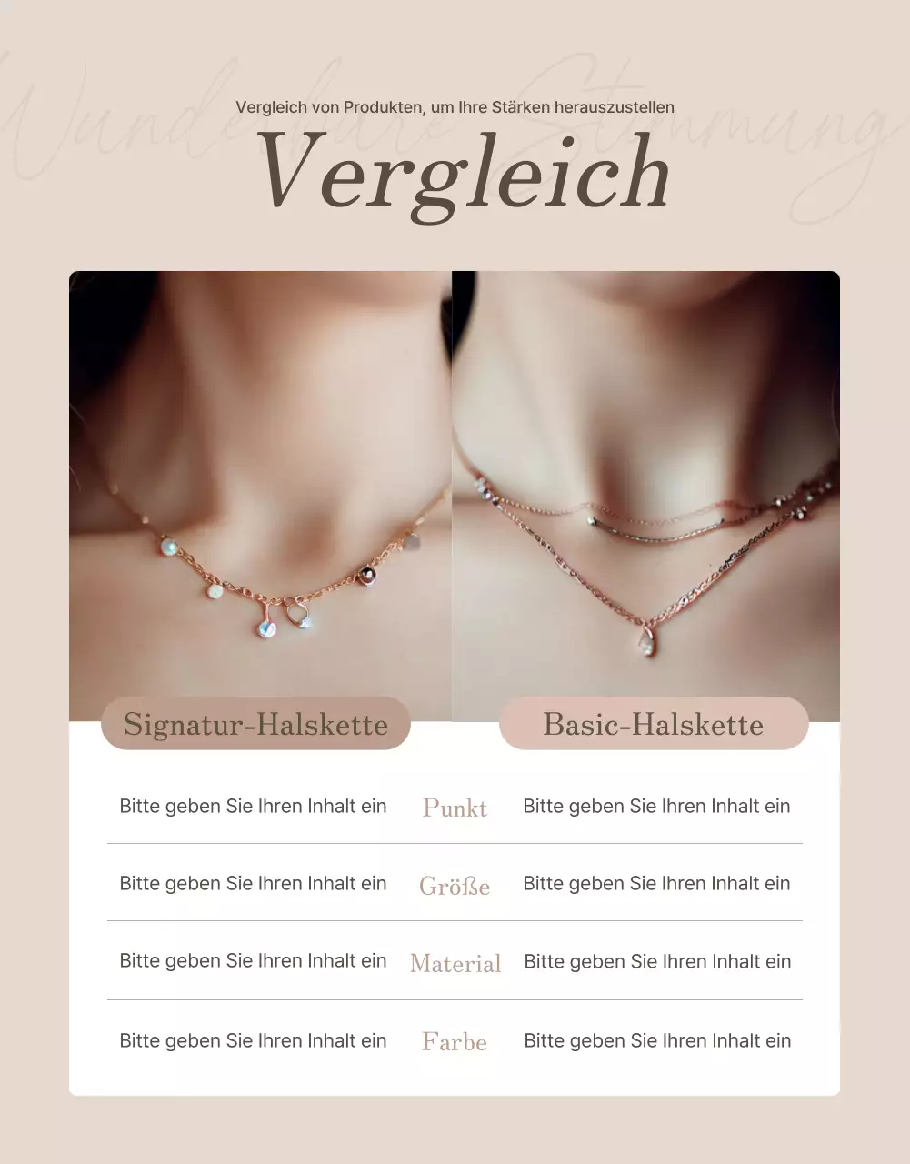 Bewerben Sie Ihre Schmuck-Checkpoint-Seite in Braun- und Beigetönen