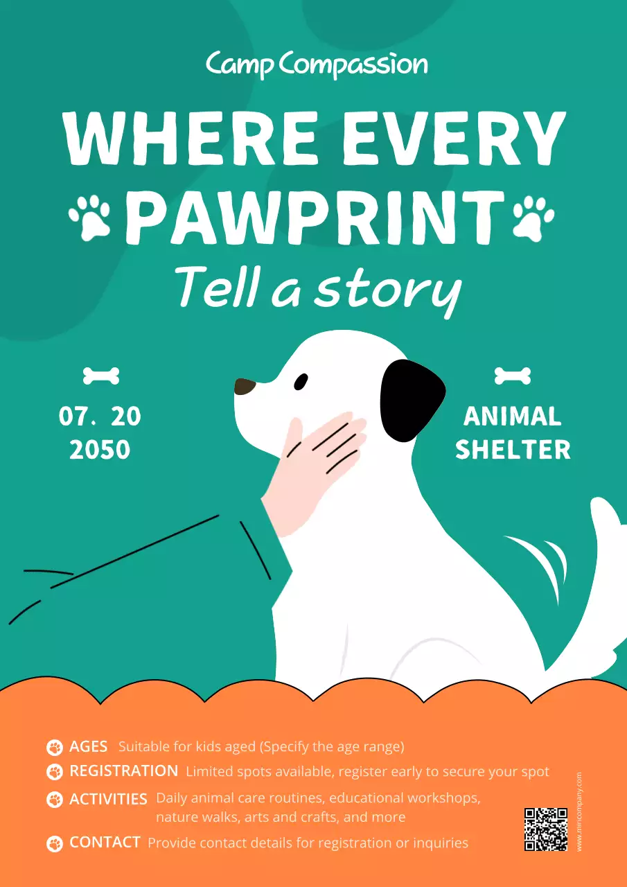 Teal Simple Animal Registration Poster